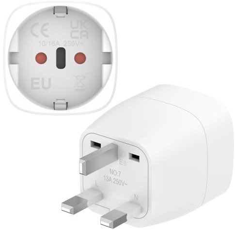 Loydia EU to UK Plug Adapter, 2 Pack European to UK Travel Adapter, Plug Adaptors for UK, Europe to UK Plug Adapter for Travelling from Italy, Spain, Portugal, Germany to UK/Ireland/Malaysia (Type G)