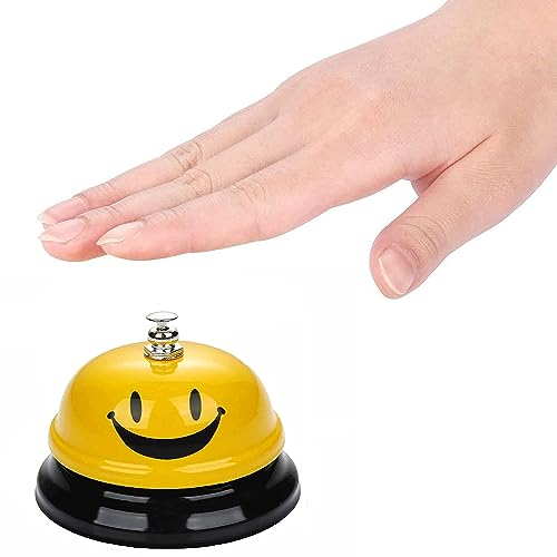 UQMIQURA Campanello da tavolo in metallo, campane da tavolo, campane in metallo, campane di reception campanelle di chiamata con campanello croccante per ristoranti, hotel (giallo)