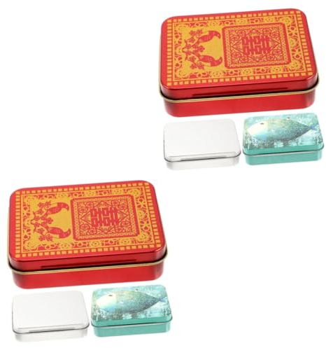 TOYANDONA 6 Pièces Boîte De Poker Conteneur De Stockage en Fer Blanc Mallette De Rangement Rectangulaire Étui De Jeu Organisateur De Cartes De Bureau Porte-Carte pour Enfants Pot De