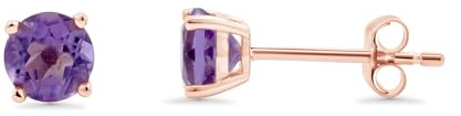 Amethyst Ohrstecker 585 Gold Edelmetall Natürlich Gelbgold, Weißgold, Roségold Schmuck Ohrstecker 5 x 5 mm Neu (Roségold)