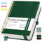 RETTACY Notizbuch B5 kariert, Bullet Journal mit 100 g/m² Dickem Papier, 150 Blatt, Collegeblock für Büro und Schule, Lederhülle, Dunkelgrün, 17.6 cm x 25 cm