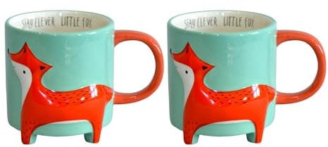 Winkee - Cute Animal Kaffeetassen I Die süße Kaffee-Tasse & Tee-Becher in groß I XXL Tasse ca. 450 ml I Cute Coffee Mug I 2er Set Fuchs