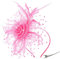 Fascinator Hüte für Damen, Mesh Federn Stirnband mit Clip, Fascinator Hut Damen, Flower Mesh Face Veil Feather Hair Clip, für Masquerade Karnevalshut (Rosa)