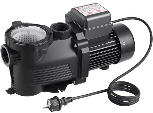 VEVOR Pompe Piscine 550 W Pompe Filtration Piscine 14000 L/h pour Piscines Hors Sol Enterrées, Spa, Vitesse Unique, avec Panier Filtre, Minuterie, 3450 tr/min, Hauteur Refoulement 12 m, 220-240 V CA