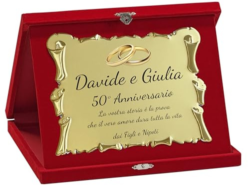 Pubblimania Targa Personalizzata con Cofanetto di Velluto – Ideale per Matrimonio, Nozze d'Oro, d'Argento e Anniversari (Matrimonio)
