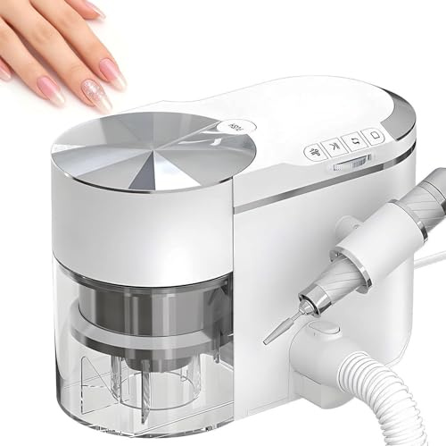 2-in-1 Nail Drill & Dust Collector, 30000 RPM Brushless Motor Manicure Machine with Adjustable Suction & Angle, Extension Hose, Electric Nail File Polisher for Hone Shop