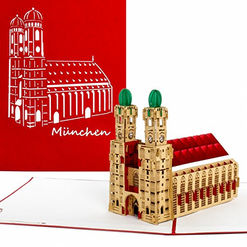 Pop Up Karte München - Frauenkirche - 3D Grußkarte & Glückwunschkarte der Münchener Frauenkirche – als Reisegutschein, Munich Souvenir, Bayernkarte, Geschenk & Geschenkverpackung