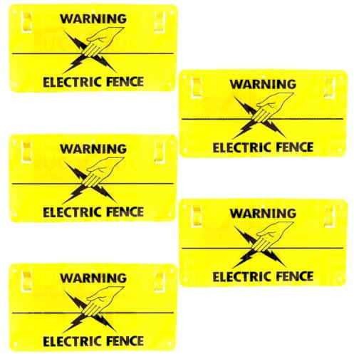 5x Electric Fence Warning Plastic Sign Double Sided Poly Wire tape Screw Fixing