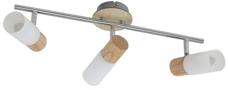 Lindby Deckenlampe Glas, Holz, Deckenstrahler schwenkbar und drehbar, Spot | 3x E14 max. 5W, ohne Leuchtmittel, Deckenleuchte, Deckenspot, Strahler.