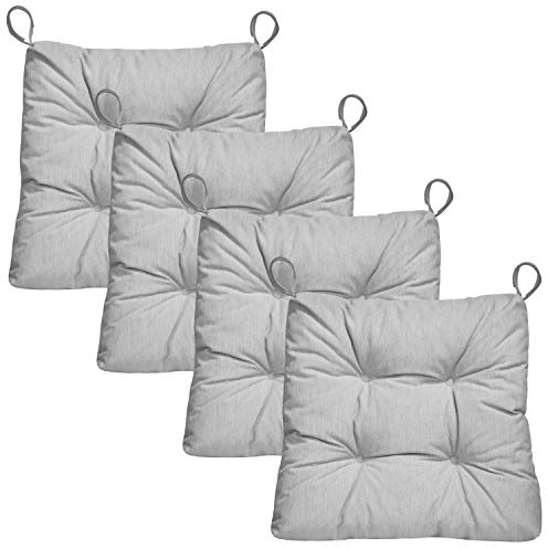 Traumnacht Stuhlkissen Premium 4 Stück (1er Pack), 38 x 40 x 7 cm, hellgrau, Öko-Tex zertifiziert, produziert nach deutschem Qualitätsstandard