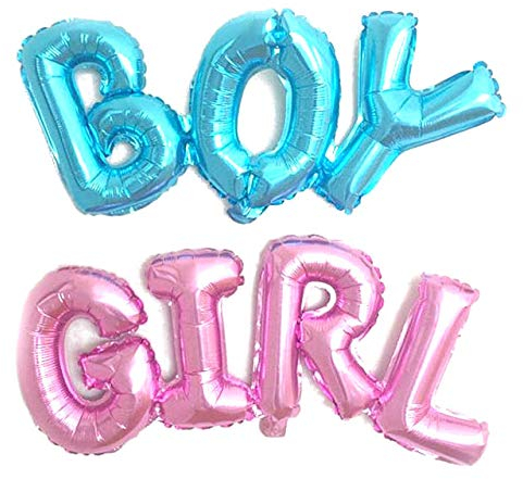 TopTen Folienballon Schriftzug Boy und Girl - Girlande Luftballons als Deko zur Geburt (Junge + Mädchen)