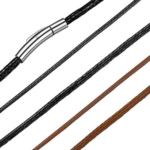 Bandmax Lederkette Herren Damen Lederband 3mm breit schwarz Lederband Collier 40cm geflochten Leder Halskette für Jungen Mädchen