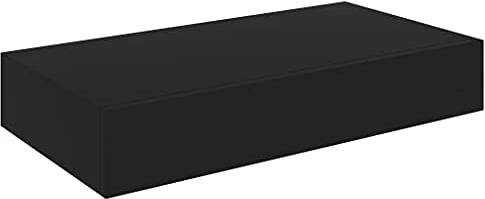 vidaXL Etagère Murale Flottante avec Tiroir Etagère Suspendue Meuble de Rangement Etagère à Livres Salon Maison Intérieur Noir 48x25x8 cm