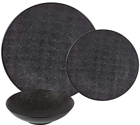 Table Passion - Service d'assiettes Vésuvio noir 18 pièces
