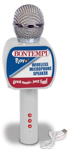 Bontempi | SonicLink Mic - Microfono Wireless con Altoparlante Integrato per Performance Senza Limiti, 85x65x240 mm