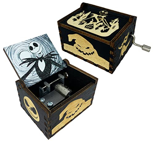 Youtang Spieluhr mit Handkurbel Christmas, lasergraviertes Holz, Geschenk für Weihnachten, Geburtstag, Valentinstag, Muttertag, Spiel Dies ist Halloween (Bild4)