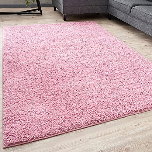 THE RUGS Living Room Rug - Shaggy Soft And Elegant Carpets For The Bedrooms And Kitchen, Easy To Clean, Many Different Sizes (120x170 cm, Pink)