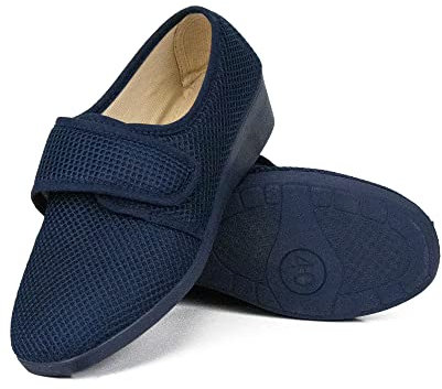 Genérico CoboFamily Zapatillas de Casa Mujer Verano, Zapatillas Cómodas Respirables, Zapatos Rejilla Cuña Punta Cerrada Multicolor, Suela Caucho Hecho En ESPAÑA (41, Marino)