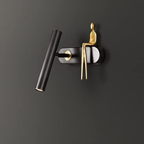 Liseuse Lampe Murale Laiton Doré LED Orientable Applique Murale Interieur Blanc Chaud Blanc Froid Blanc Neutre Moderne Design Lampe de Mur pour Chambre 3W (black)