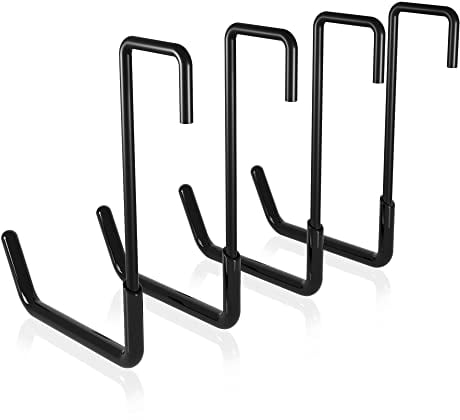 PeoMev 4 Stück Garagenhaken, strapazierfähig, große S-Haken zum Aufhängen, ohne Bohren, Utility-Haken für Leiter, Fahrrad, Sparren-Aufhänger, Gartenwerkzeug-Organizer (4xschwarze Garagenhaken)