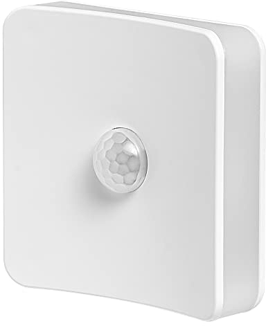 LEDVANCE LUNETTA SQUARE Nachtlicht inkl. Tageslicht- und Bewegungssensor, quadratisches Design, RGB-Farblichteffekt mit vier Lichtauslässen, eingebauter EU-Stecker, für Innenräume, weiß, 0,3W