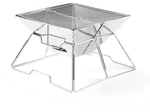 Adima Folding Lagerfeuer Grill, Camping Feuergrube, Tragbar Holzofen Brenner, Edelstahl Camping Holzkohle BBQ Grill Mit Tragetasche Für Outdoor, Quadratisch