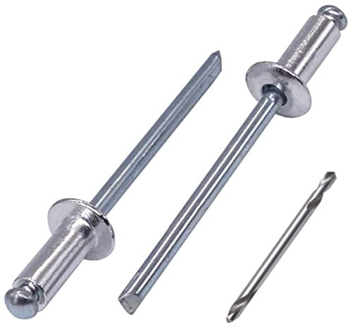 SKIR'CO (400 pièces) Rivets aveugles en aluminium 4,0 x 10 mm, mandrin en acier, rivets pop, tête bombée, foret inclus