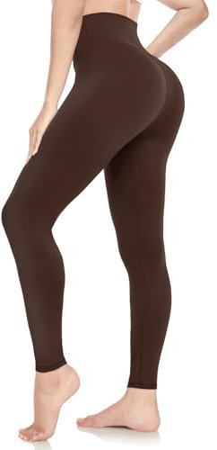 ACTINPUT Black Leggings for Women Soft High Waisted Tummy Control Leggings Sports Workout Gym Running Yoga Pants(Coffee,XXL)