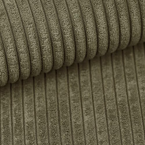 novely® PORTO - Polsterstoff in Breitcord-Optik - Ultraweicher Möbelstoff - Pflegeleichte Meterware 1 lfm Farbe: 46 Olivgrün
