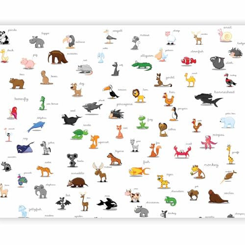 murando Fototapete PREMIUM für Kinderzimmer 150x116 cm Vlies Tapeten Wandtapete XXL Moderne Wanddeko Design Wand Dekoration Wohnzimmer Schlafzimmer Büro Tiere englisch Sprache Worte Kinder