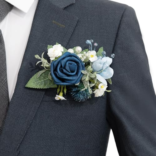 Ling's moment Single Boutonniere für den Bräutigam, künstliche Blumen für Hochzeitsdekoration/Abschlussball/Heimkehr/Abschlussfeier usw.