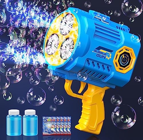 Glangeh Seifenblasenmaschine Bazooka, Elektrische Seifenblasenpistole 10000 Blasen/Minute mit LED-Lichtern und Seifenblasenlösung, für Kinder (ab 3 Jahren)/Erwachsene, In Geburtstage, Hochzeitsfeiern