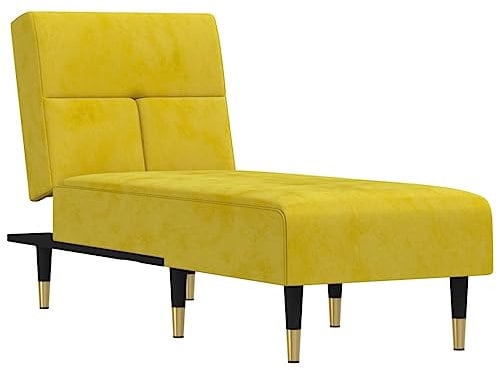vidaXL Chaiselongue, Recamiere Verstellbar Multifunktional, Relaxliege Sofa Metallbeine, Schlafsofa Gästebett Wohnzimmer, Modern, Gelb Samt