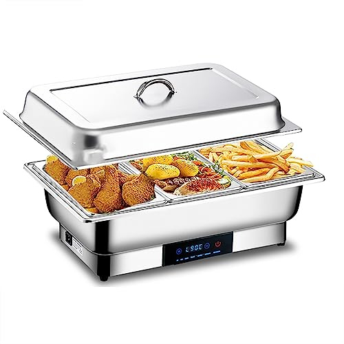 8 QT Scaldavivande Chafing Dish Elettrico Regolabile 35°C~90°C, Server Buffet E Scaldavivande In Acciaio Inossidabile, Con Vaschetta Dell'acqua, Per Catering Per Feste ( Color : 1/3 pan , Size : 4pcs