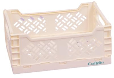 Craftelier - Aufbewahrungsbox für Scrapbooking und Bastelarbeiten, zusammenklappbar und stapelbar, große Größe, offene Box 24,5 x 18 x 10,8 cm, Weiß