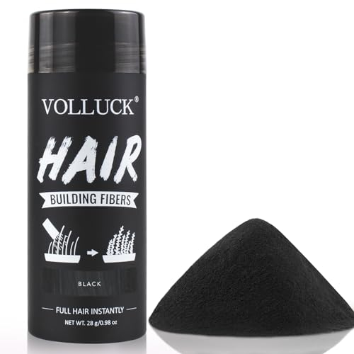 VOLLUCK Streuhaar zur Haarverdichtung, Langanhaltend Hair Fiber Frauen Männer, Natürlich Haarprodukte fur Haarausfall 28 g (schwarz)