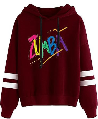 doyouwantmore Hoodies für Frauen Zumba Letter Graphic Sweatshirts mit Kordelzug Langarm Vintage Hoodie Sweatshirt Tops Kleidung Casual Pullover