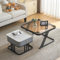 Merax Couchtisch Quadrat 2er Set, Moderne Nesting Kaffeetisch Beistelltisch Wohnzimmertisch, Metallgestell, Glas und Marmor Schieferplatte und Massivholzschubladen, Satztische für Schlafzimmer Balkon