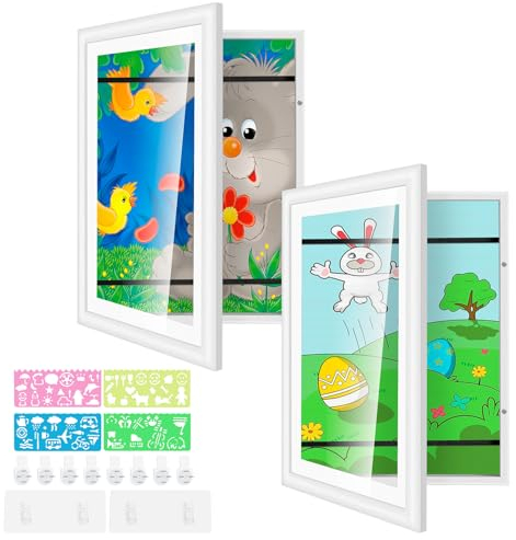 Bilderrahmen Kinderzeichnungen A4,2 Stück Bilderrahmen für Kinderzeichnungen Befüllba, Kinder Bilderrahmen Für 150 Bilder, Fotorahmen Kinderkunstrahmen Ideal für, Kunstprojekte, Schule,Zuhause(Weiß)