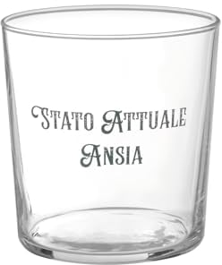 KASANOVA Bicchiere in vetro 360 ml scritta Ansia verde Acqua,Tavola