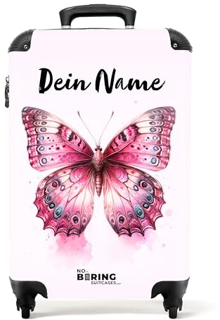 NoBoringSuitcases.com Valise Cabine Enfant Personnalisable à Roulettes Rose - 55x35x25cm