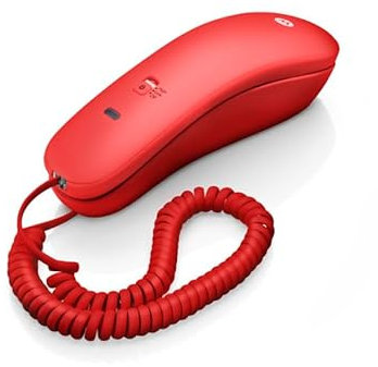 Motorola Voice – CT50 Schnurgebundenes Telefon, einfaches und kompaktes Design mit Radialfunktion, Mikrofonstummschaltung, Wandmontage, Ruftonlautstärkeregelung – Rot