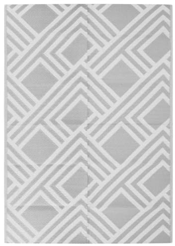 vidaXL Outdoor Teppich, Gartenteppich Beidseitig, Balkonteppich Terrassenteppich UV-beständig, Läufer Teppich für Balkon Terrasse, Grau 140x200cm PP