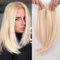 EMMOR 14 Zoll Hellblond & Bleichblond gemischt Haar Toppers für Frauen Synthetisches Haar Toppers Haar Pieces Schweizer Basis mit 3 Clips in Wiglet Toppers haarteil