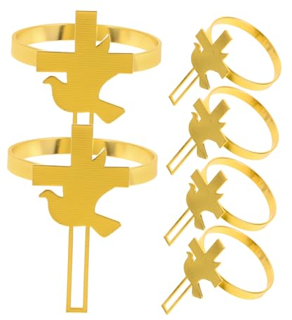 Hoement 6 Stück Heilige Kommunion Taufe Serviettenring Taufe Serviettenhalter Weihnachten Serviettenringe Halter Hochzeit Zeremonie Dekorationen Dekorative Serviettenhalter Hotel