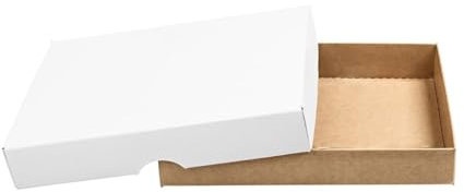 Natürlich verpacken Faltschachtel 10 x 14 x 2,5 cm, Braun-Weiß, mit Deckel, Jadekarton - 10er Set