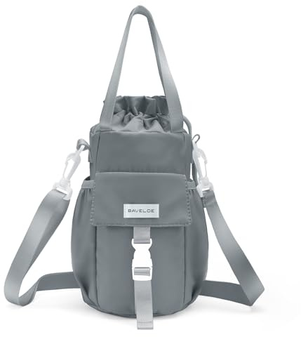 BAVELOE Water Bottle Holder with Strap Phone Pocket 32oz 40oz 64oz Tumbler Water Bottle Carrier Sling Bag Crossbody (Grey)