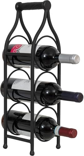 Biscottini Porta Bottiglie Vino in Ferro - Portabottiglie Vino in Metallo 13x14x46 cm - Porta Vino da Tavolo - Cantinetta vino da Mobile e Dispensa - Portabottiglie Cucina Bar - Espositore - Portavini