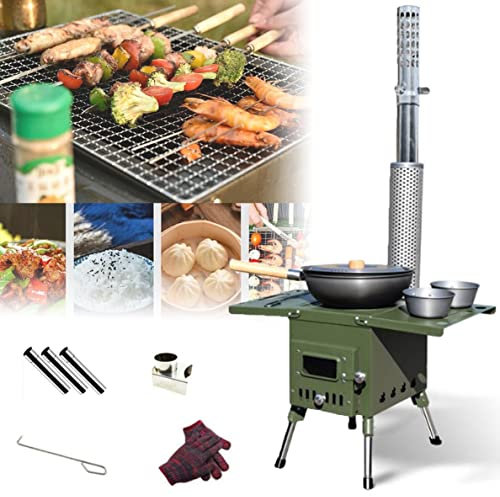 ZHPPED Tragbarer Holzofen,Mini Holzofen, Zeltofen, Camping?Fen, Campingofen, HEI?er Zeltofen, Holzofen, Holzkocher, Zelthitzer Für Camping,L