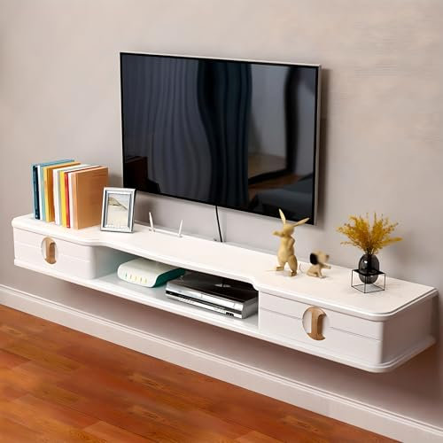 Mobile TV Sospeso Parete con 2 Ante a Ribalta Console TV Galleggiante Multimediale Moderno Mobili Soggiorno Stretto Mobiletto TV Mobile Porta TV Mobile Basso Legna (110cm)